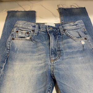 Boyish Zachary Woman’s Classic Blue Denim distressed bottom Jeans 24